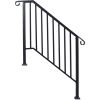Handrails for Outdoor Steps, Fit 3 or 4 Steps Outdoor Stair Railing, Picket#3 Wrought Iron Handrail, Flexible Porch Railing, Black Transitional Handra