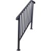 Handrails for Outdoor Steps, Fit 3 or 4 Steps Outdoor Stair Railing, Picket#3 Wrought Iron Handrail, Flexible Porch Railing, Black Transitional Handra