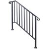 Handrails for Outdoor Steps, Fit 3 or 4 Steps Outdoor Stair Railing, Picket#3 Wrought Iron Handrail, Flexible Porch Railing, Black Transitional Handra