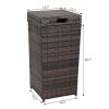 With Top Cover Iron Frame Rattan Trash Can Brown Gradient