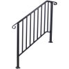 Handrails for Outdoor Steps, Fit 3 or 4 Steps Outdoor Stair Railing, Picket#3 Wrought Iron Handrail, Flexible Porch Railing, Black Transitional Handra
