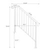 Handrails for Outdoor Steps, Iron Handrail Fits 3 Step, Transitional Handrail with Installation Kit, White
