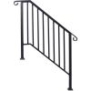 Handrails for Outdoor Steps, Fit 3 or 4 Steps Outdoor Stair Railing, Picket#3 Wrought Iron Handrail, Flexible Porch Railing, Black Transitional Handra