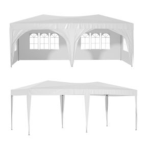 10'x20' Pop Up Canopy Tent with 6 Sidewalls, Ez Pop Up Outdoor Canopy for Parties, Waterproof Commercial Tent with 3 Adjustable Heights, Carry Bag, 6 (Color: as Pic)