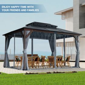 10x13FT Double Roof Sunshade (Wooden Legs) (size: 10*13FT)