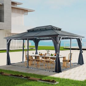 10x13FT Double Roof Sunshade (Wooden Legs) (size: 12*16FT)