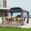 10x13FT Double Roof Sunshade (Wooden Legs)